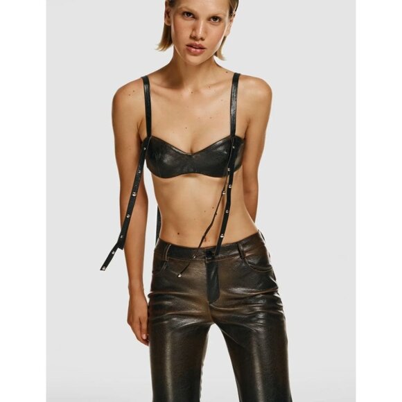 Cultnaked Faux Leather Bra Top in Burnt - Picture 2 of 4